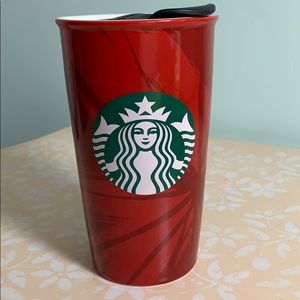 Starbucks red Ceramic 12 oz travel mug